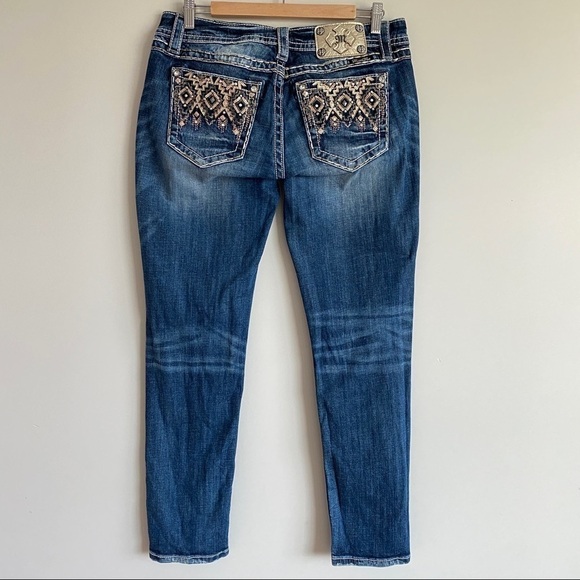 MISS Me Signature Skinny Jeans Womens Sz 30 Embellished Bling - Picture 2 of 11